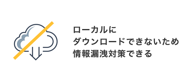 ローカルにダウンロードできないため情報漏洩対策できる